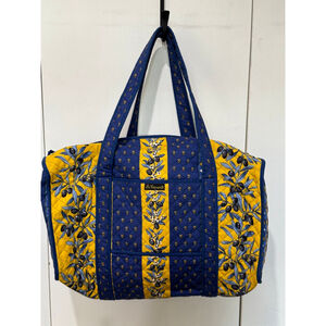 Women's La Campanette Travel Bag large Size Blue Yellow Quilted Olive Print